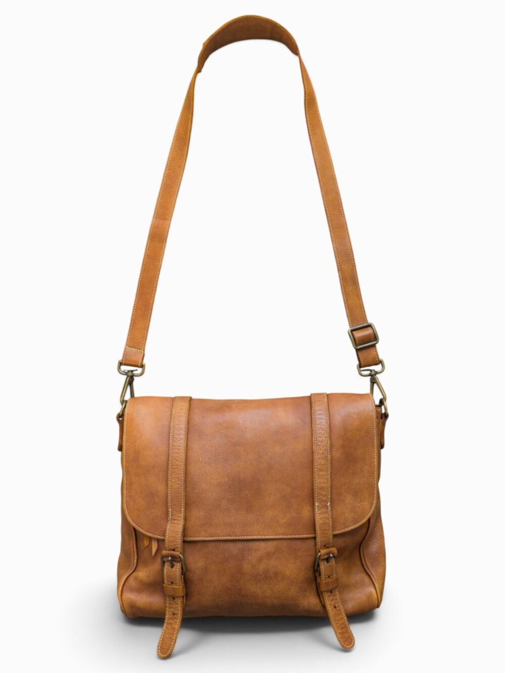Roots Modern Satchel Tribe Leather Crossbody Bag, Vintage-Look Tan - Picture 5 of 12